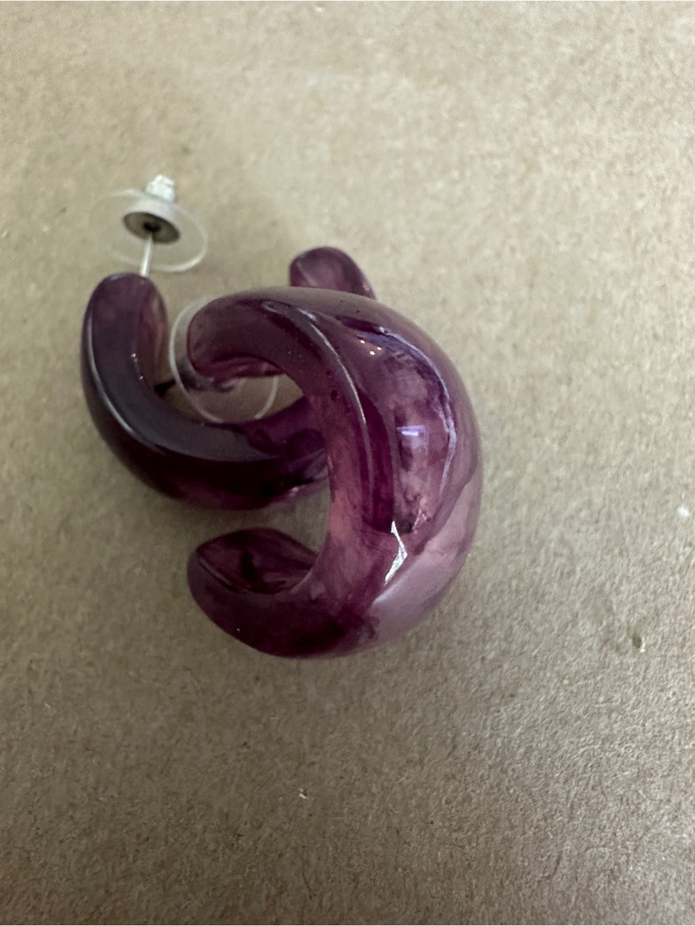 Purple Resin Hoop Earring - Women's Fashion Jewelry